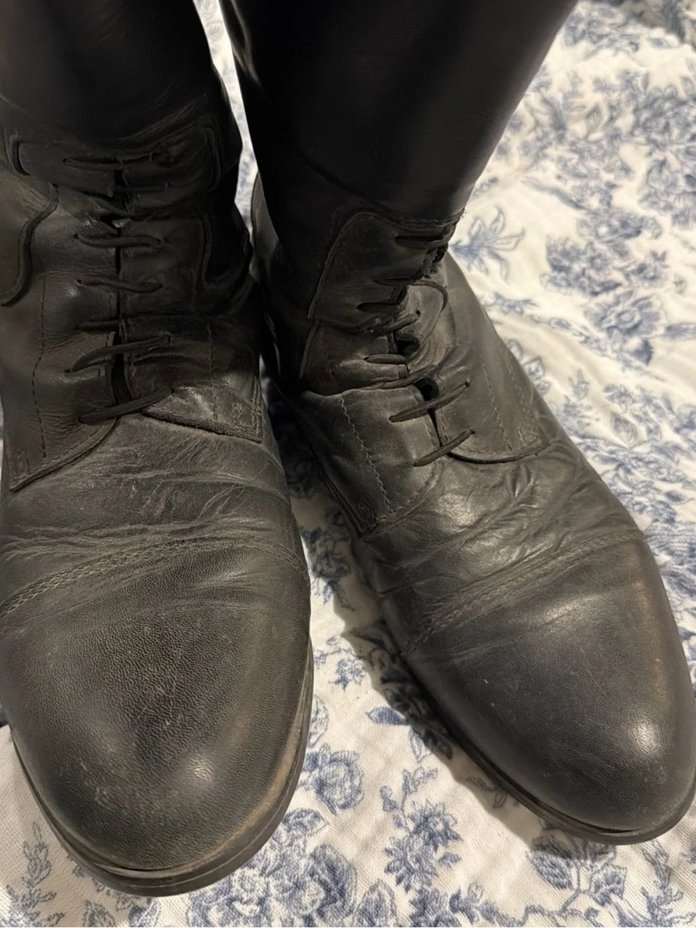 Classic Over-the-Knee Black Leather Riding Boots